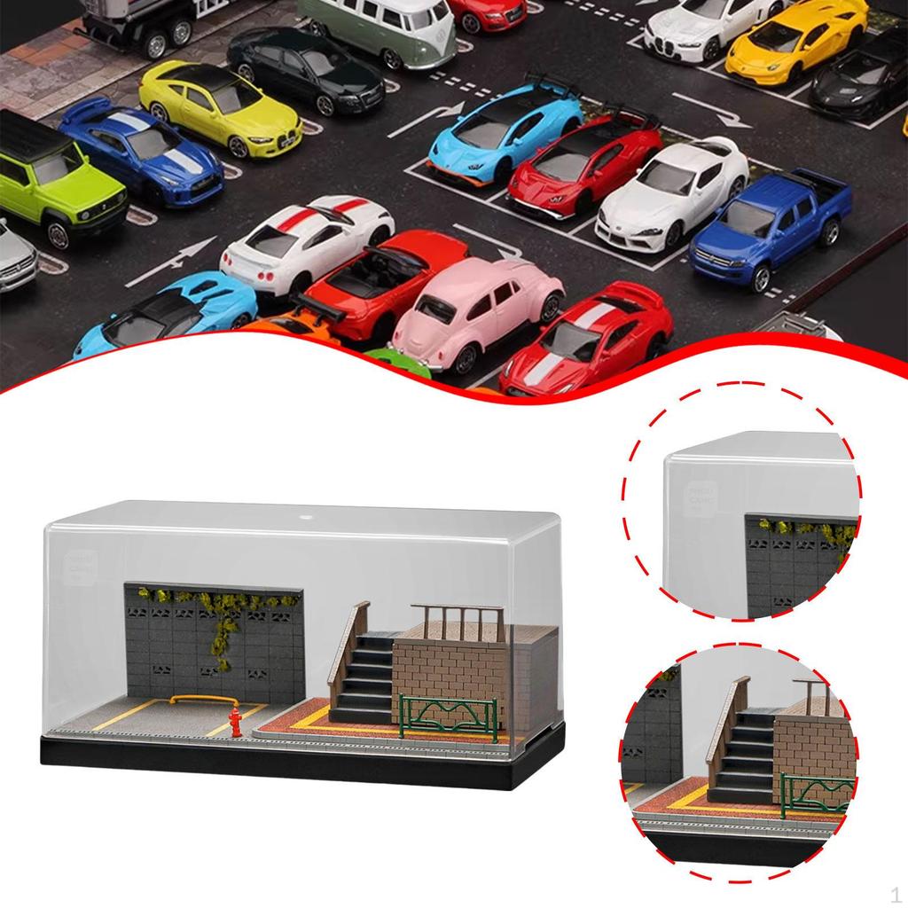 1/64 Die-cast Model Car Display Case, Diorama Layout for Sports Cars, Desktop Toy Street