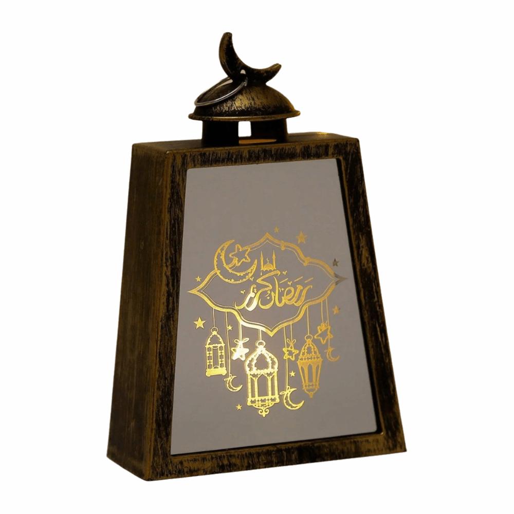 Trapezoid Ramadan Lantern Light Retro Multicolor Eid Mubarak Ornaments Warm Light Star Moon Castle Electric Candle