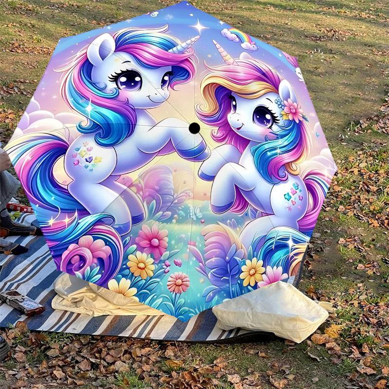 1PC Unicorn Fantasy Umbrella-8-Rib Reinforced Portable Folding Travel Suitable for All Seasons Outdoor Daily Use-H0381