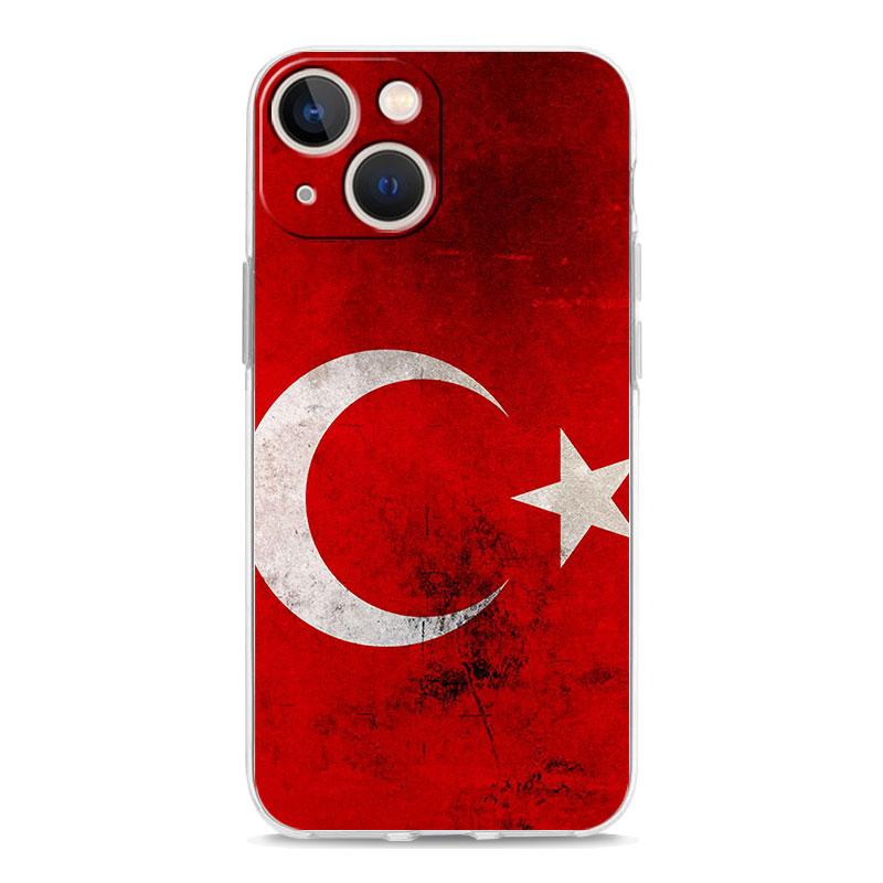 

Phone Case For iPhone 16 15 14 13 12 11 Pro Max XS X XR 7 8 Plus soft Shockproof TPU Clear Cover Turkey Turkish Flag iPhone 16 Pro