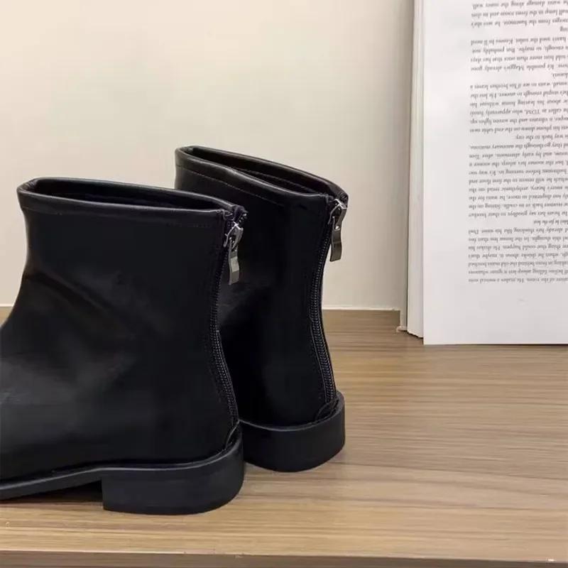 Square Heel Solid Women's Boots Zip Office and Career 2024 High Quality Women's Shoes Ankle Fashion Back Hot Sale Women's Boots