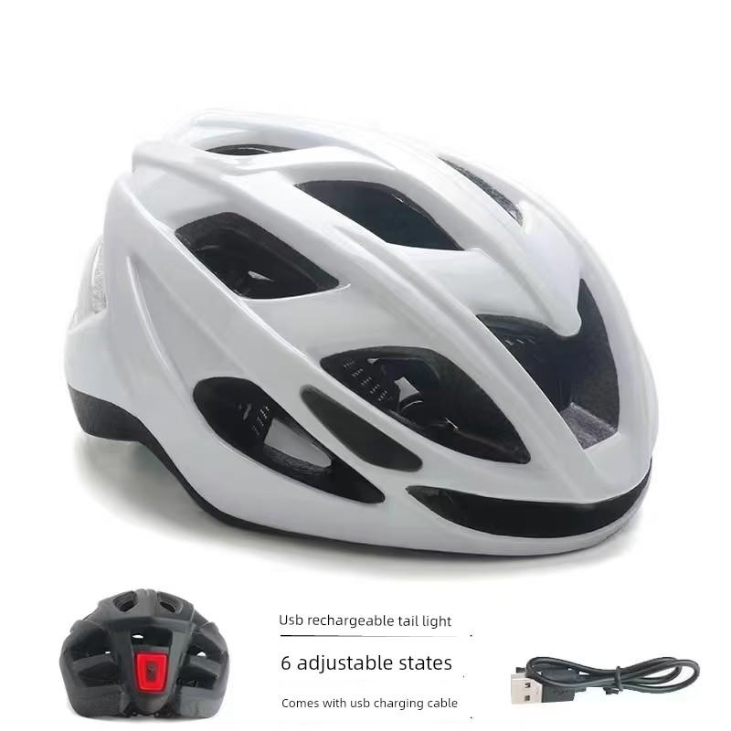Men's Bicycle Helmet with Tail Light, Mountain Road Bike Safety Helmet, Cycling Helmet, Summer and Autumn One-Piece Design