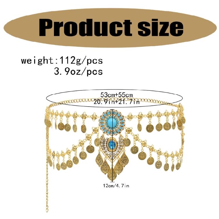 Stylish Metal Chain Belt Multi Layer Waist Chain Layered Belly Decor for Belly Dance Parties Theatrical Performances