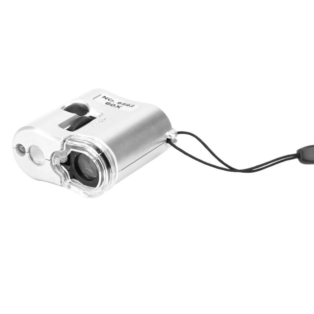 60X Mini-Mikroskop-Taschenlupe Lupe LED Falschgeld-Detektor Lupe