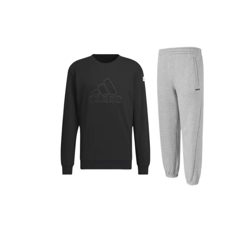 

Adidas Letter Logo Round Neck Long Sleeve Cuffed Pants Casual Sports Suit Unisex suit JX9404+IK2794 S