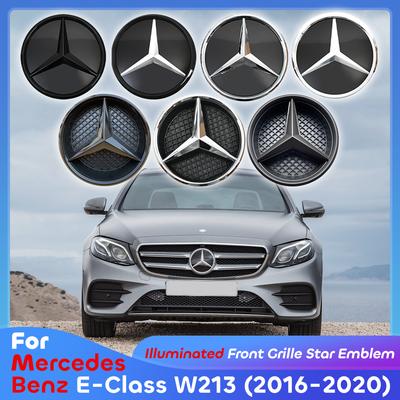 Kühlergrill-Emblem Stern-Plakette Beleuchtung OE-Logo Chrom Silber Schwarz Für Mercedes Benz E200 E250 E300 E350 E400 E43 AMG E450 E500