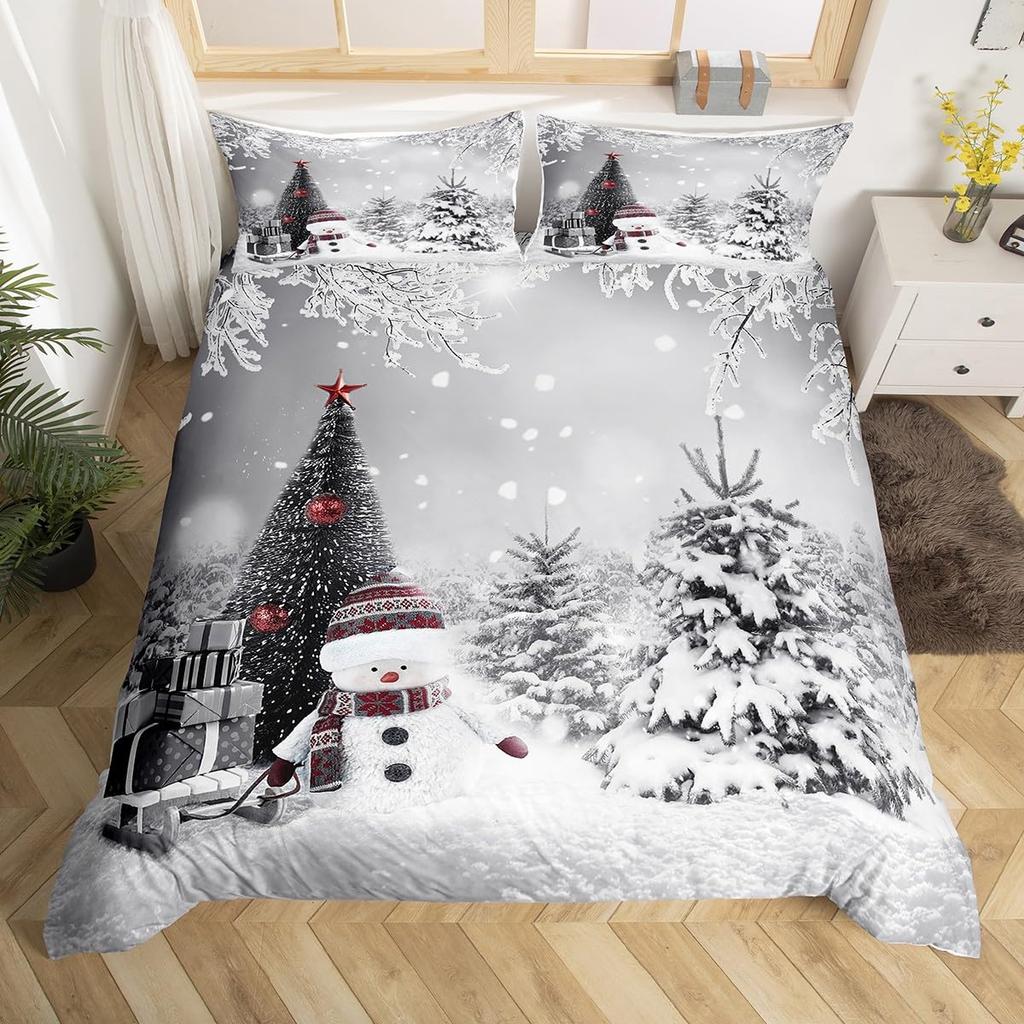Jul Ren Påslakan Jultomten Sängkläder Set Full Queen För Pojkar Flickor Gåvor Mikrofiber Täcköverdrag Med Örngott