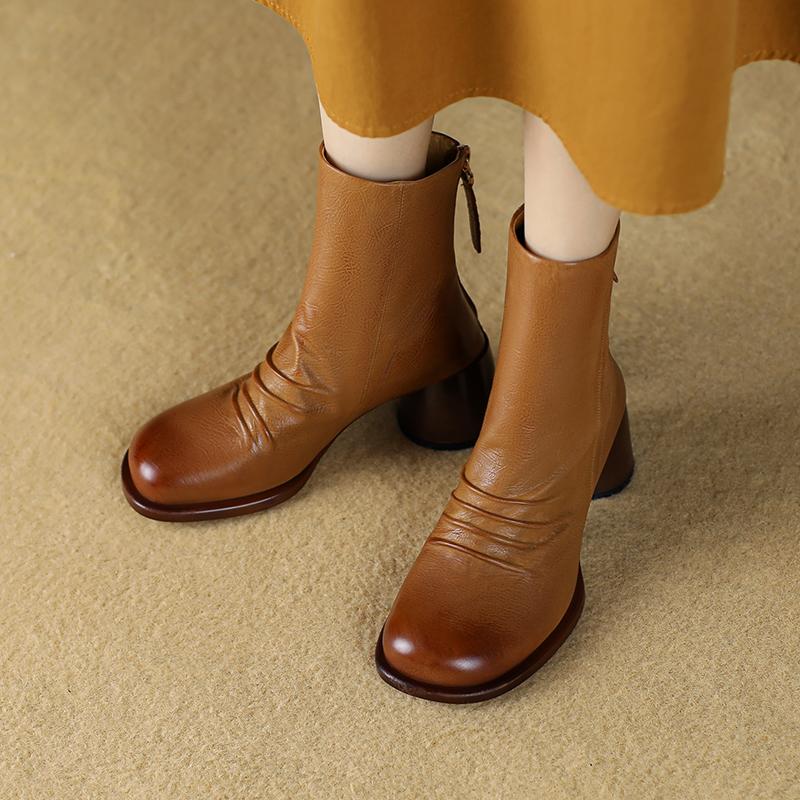 

Осенняя обувь, женские полусапоги, женские ботинки с круглым носком на массивном каблуке, зимние ботильоны, однотонные современные ботинки в стиле ретро на каблуке 6 см