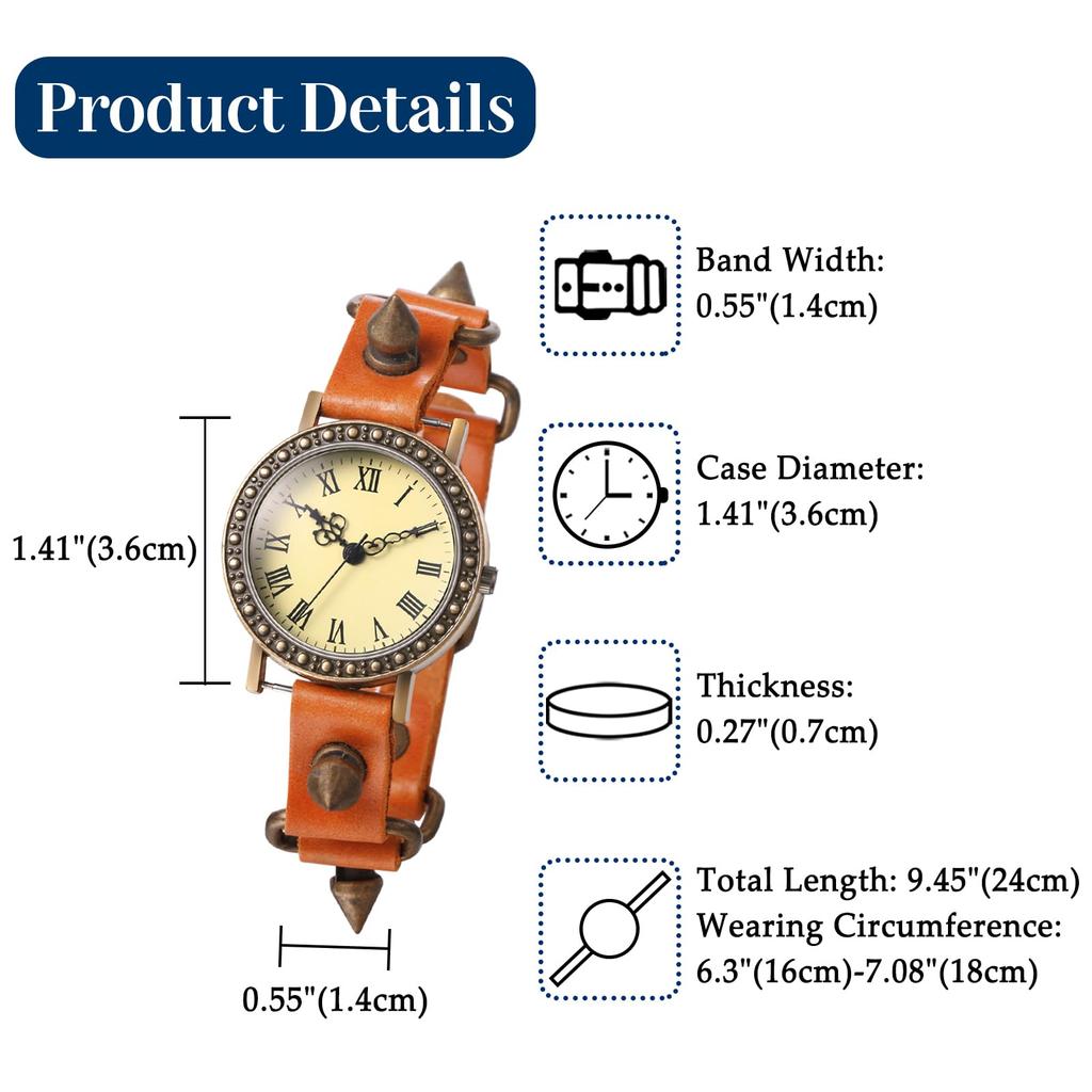Cute Antique Women's Watch with Leather Strap: Waterproof, Roman Alphabet, Analog Display, Adjustable Length, Quartz Movement, Fashion Watch -