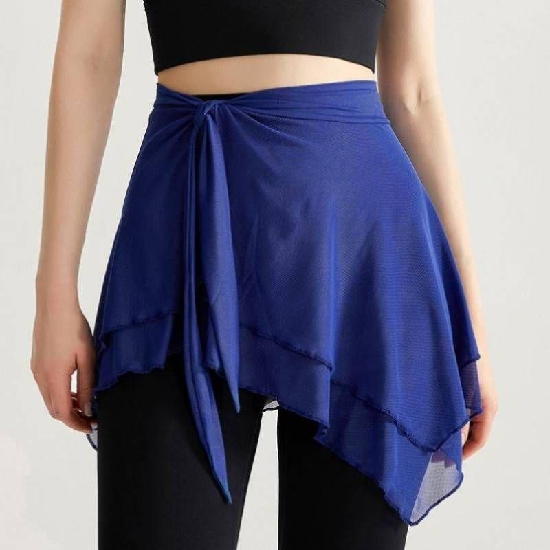 

Running Overskirt Mesh Anti-exposure One-Piece Skirt Outdoor Hip-Covering Fart Curtain Sports Fitness Strap Half-Length Yoga Apron Baolan Free size (Adult)