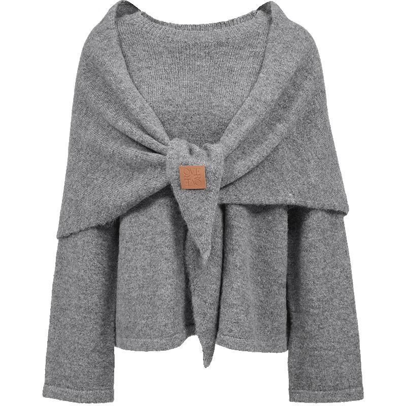 

VEROMODA Women s Detachable Shawl Loose Round Neck Knit Top S