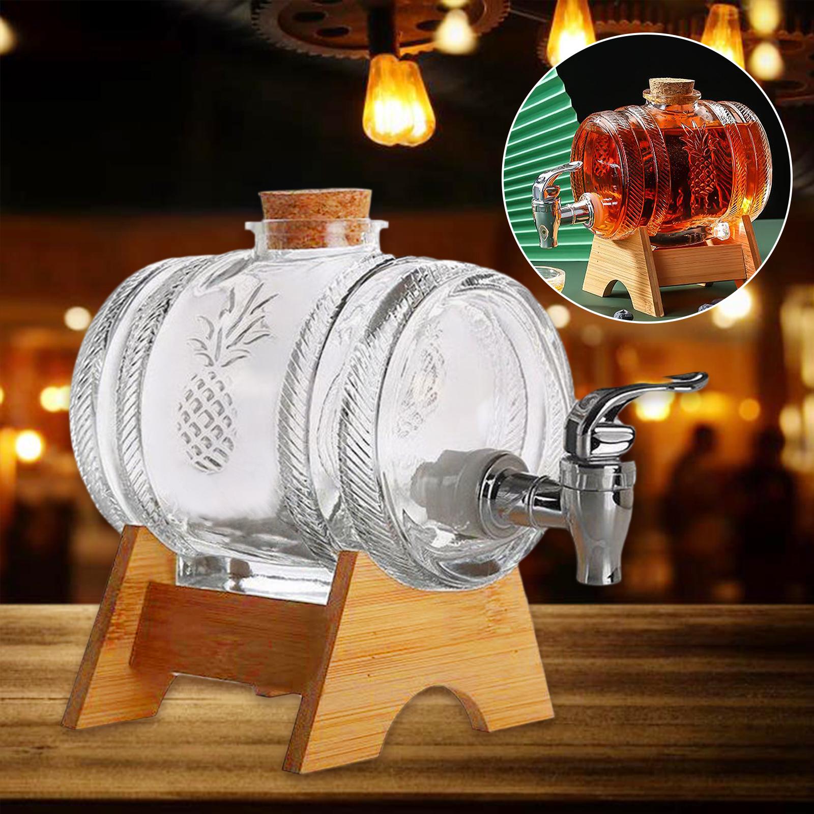 

1L Beverage Barrel with Faucet Glass Wine Barrel Sealed Ginseng Wine Bottle Glass Wine Bottle Wine Jar