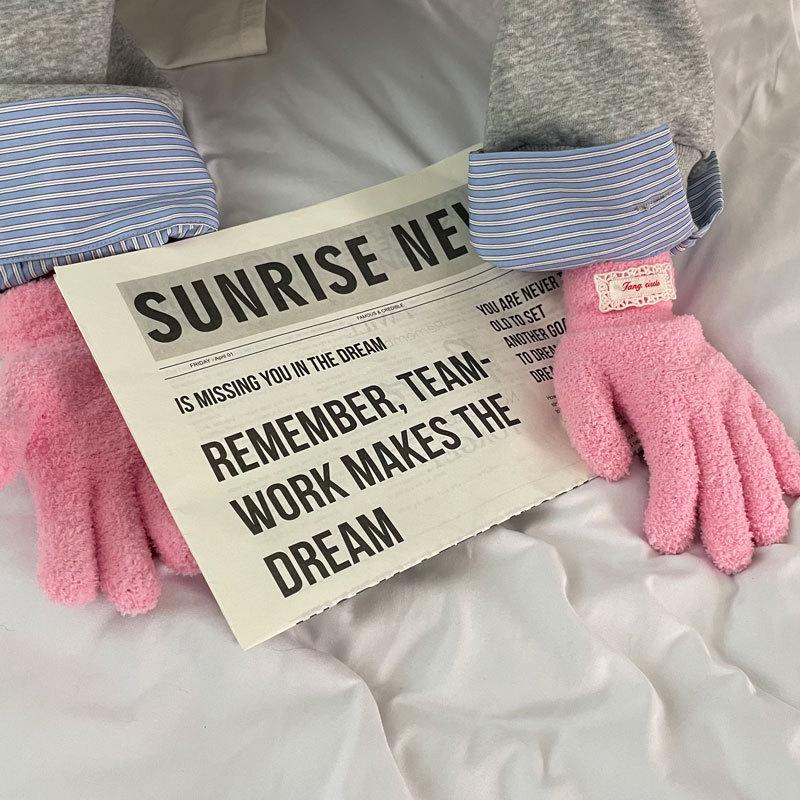 Damen Strickhandschuhe im koreanischen Stil, einfarbig - Neue Herbst/Winter Mode für Radfahren & Kälteschutz, Outdoor-Wärme