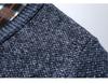 New Winter Casual Velvet Men's Knitted Long Sleeve V-Neck Cardigan Jacket