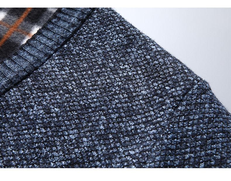 New Winter Casual Velvet Men's Knitted Long Sleeve V-Neck Cardigan Jacket