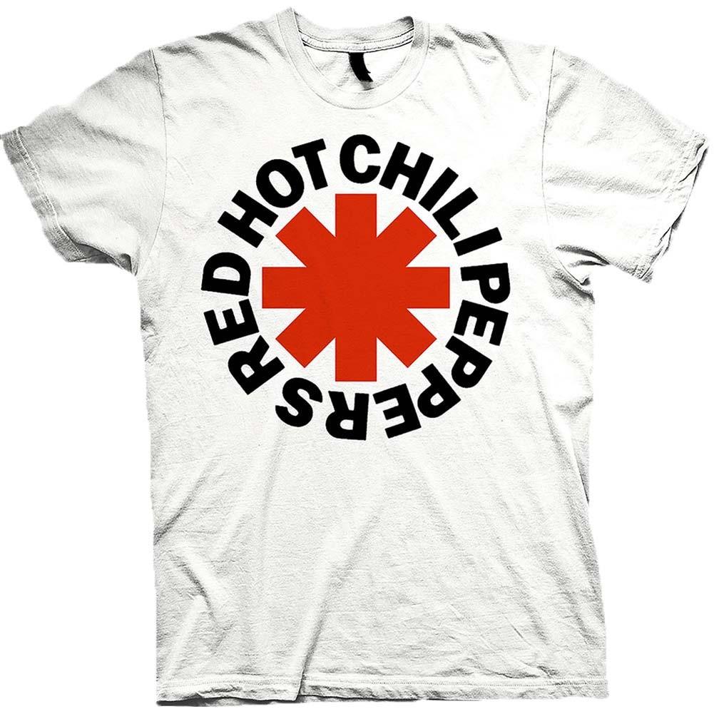Men s Red Hot Chili Peppers Red Asterisk Slim Fit T-shirt Medium White 2XL
