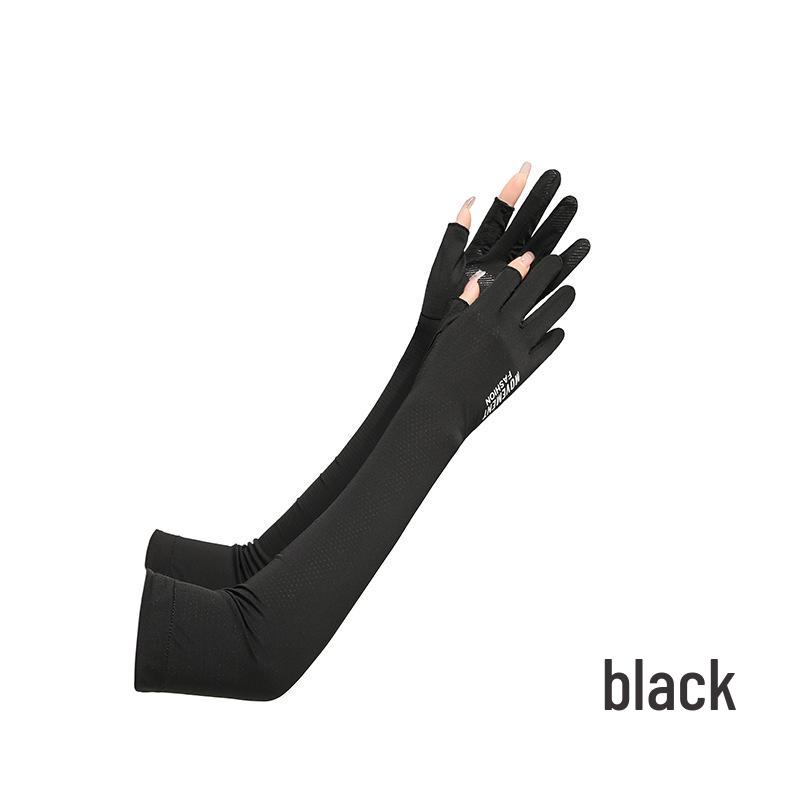 Unisex Elastic Ice Silk Sleeves for Summer Sun Protection - Non-Slip, Fingerless Design for Cycling, Hiking, and Outdoor Sports