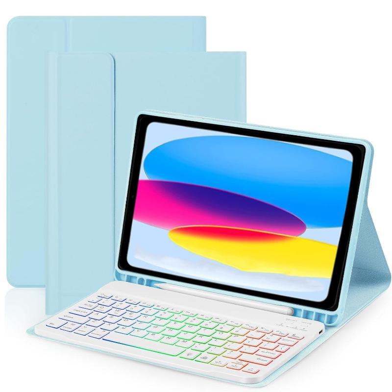 Colorful Backlit Keyboard Case for iPad 11th Gen - A16 Detachable Keyboard with Pen Holder