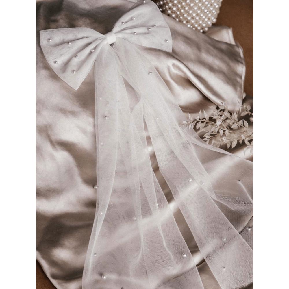 Brudeslør Hvit Sommerfugl Bryllup Pynt Perleslør Elegant Tyll Lag Hårnål Brud Bryllup Sløyfe Slør Hårnål Tyll Kort Slør Hårtilbehør