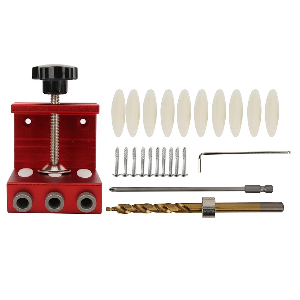 Woodworking Hole Punching Tool Hole Drill Aluminum Alloy Household Woodworking Hole Punch Tool Red/Blue