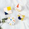 Colorful Geometry Brooch Square Triangle Round Enamel Pins Denim Jackets BackPack Lapel Pin Creative Badge Cartoon Jewelry Gift