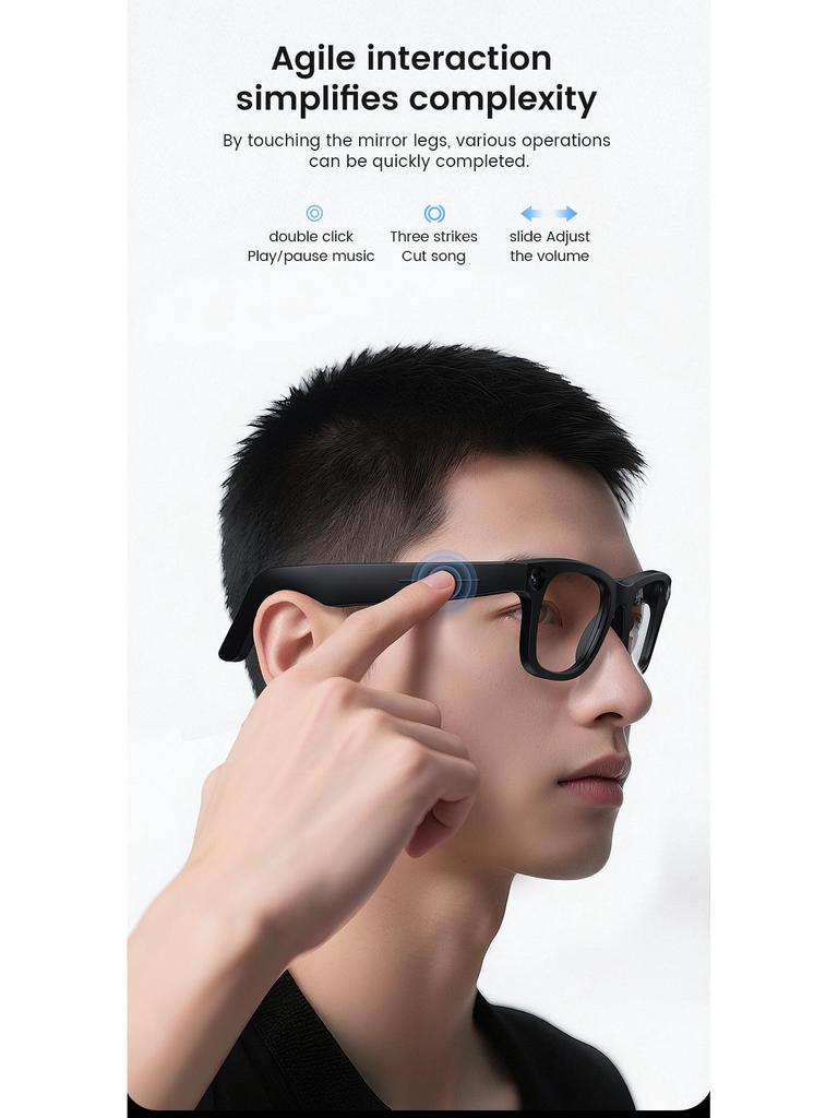 AI Smart Glasses: 800W Pixel, Object Recognition, Real-time Translation, HD Camera for Photo & Video Recording
