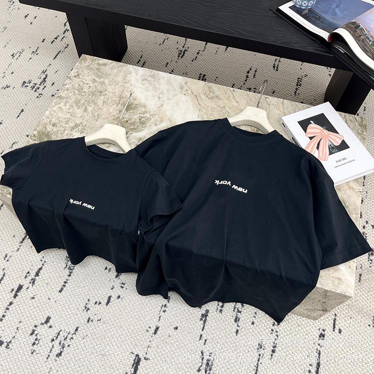 

New Foam Print Letter Pullover T-shirt for Couples Small