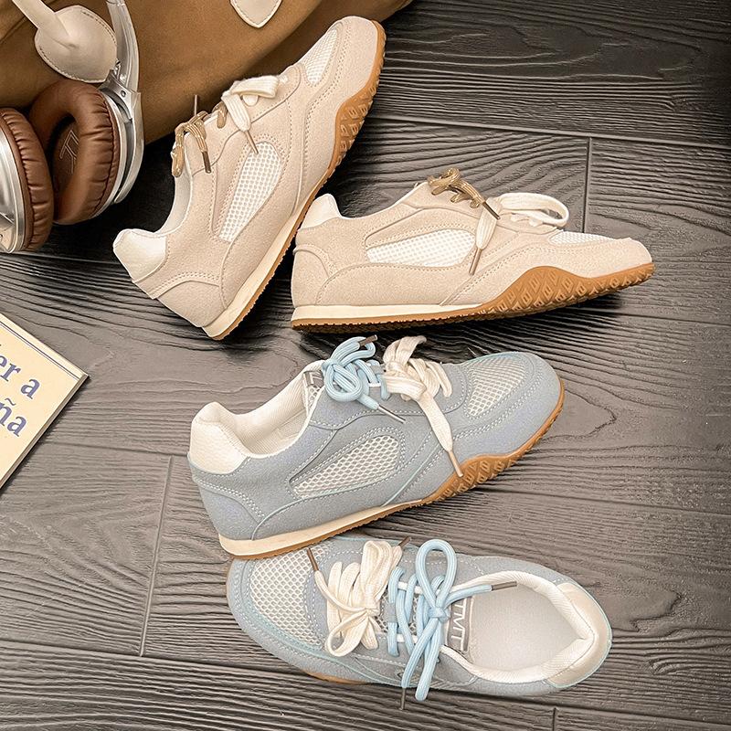 Ugly cute casual lace-up flat-soled Forrest Gump shoes 2025 spring new comfortable and breathable casual sports dad German training shoes