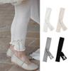 Spring Sweet Girls Tights Fine Stripe Design Ruffle Hem Ribbon Bow Leggings Comfortable Princess Kids Cropped Leggings