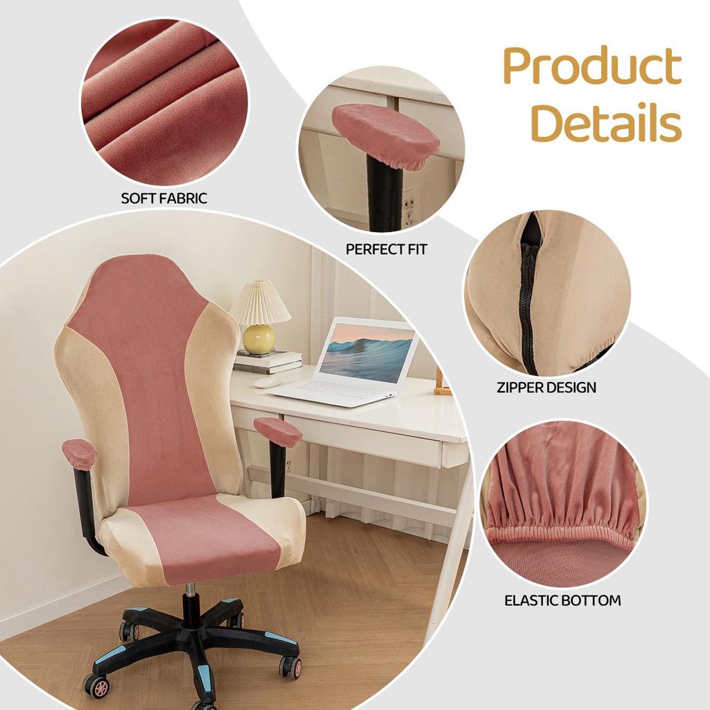 Silver Fox Velvet Gaming Chair Cover with Color Matching and Thick Padding