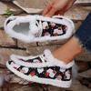 Plus Size Women's Shoes 2025 Autumn/winter New Casual Shoes Women's Christmas Print Fleece Warm Cotton Shoes