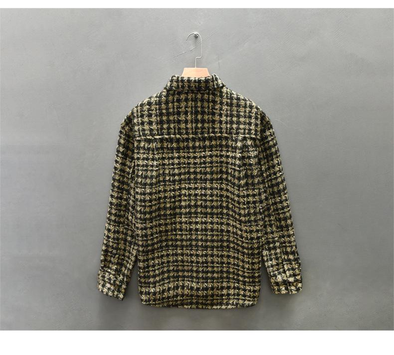 Men's Autumn Houndstooth Retro Casual Long Sleeve Shirt Z258
