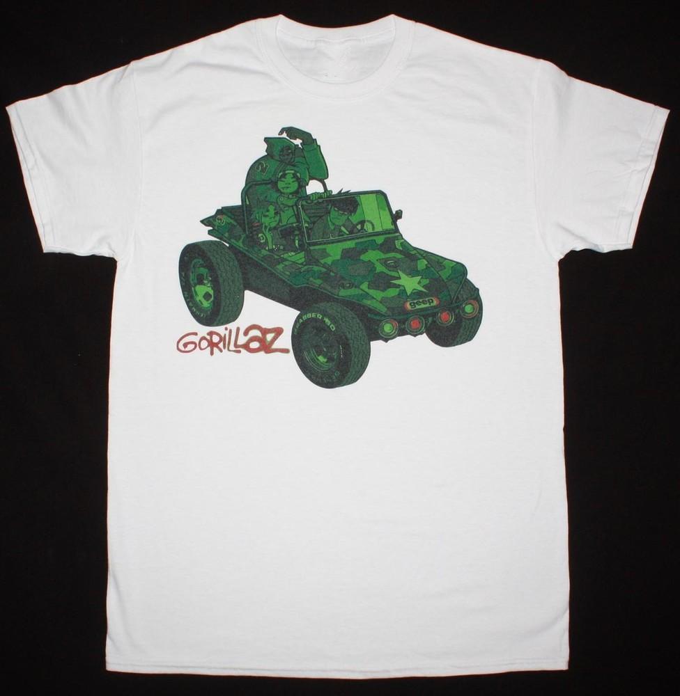 

ВИНТАЖНАЯ ФУТБОЛКА GORILLAZ BAND GORILLAZ 2001 Хлопок Белый S-5XL Для Фанатов BT511 Унисекс Футболка M