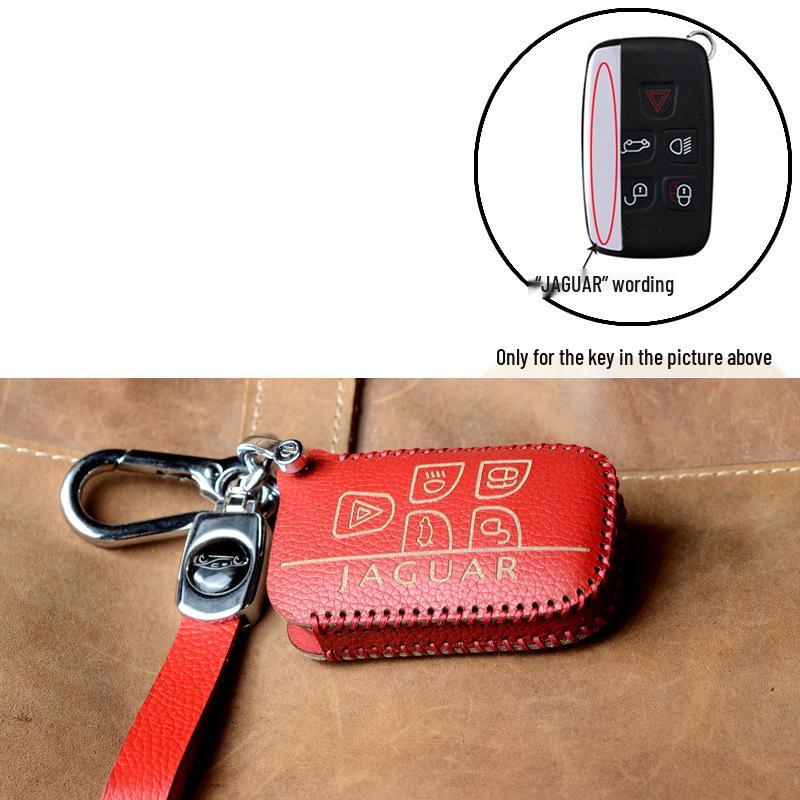 Genuine Cowhide Car Key Case for Jaguar XEL, XFL, XF, XE, F-Pace, XJ - Women's High-End Smart Model with Buckle.