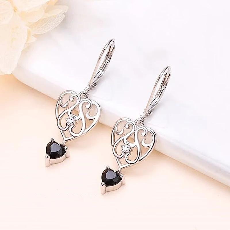 

CAOSHI очаровательные серьги с цирконием в форме черного сердца для женщин, ажурный стиль, кулон, ювелирные аксессуары для церемонии помолвки