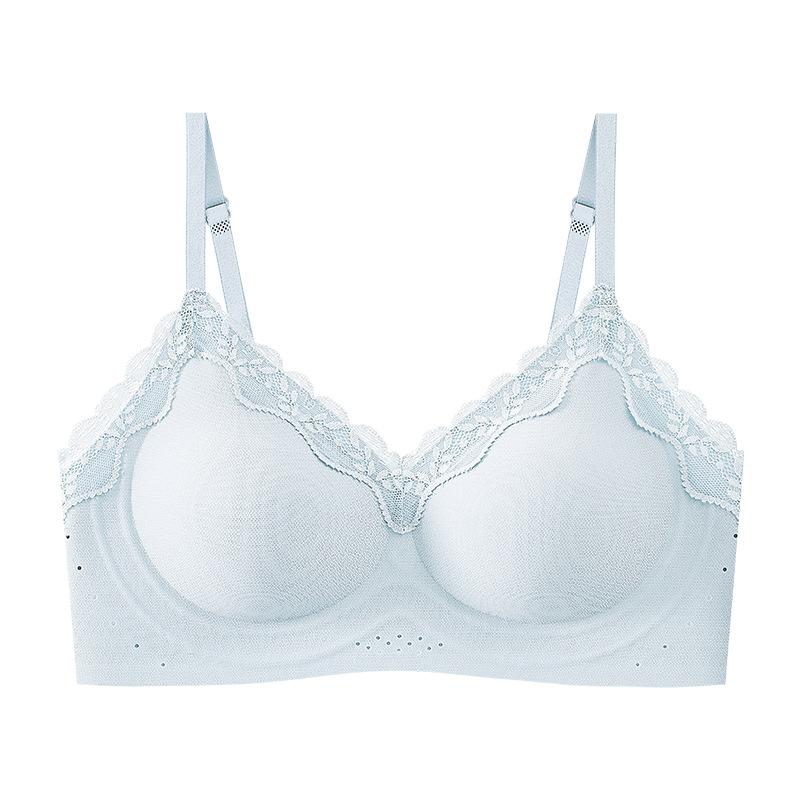 

Traceless foundation, thin lace, no steel ring, double milk, anti-sagging Shiwen bra Xl size [125-150] синій