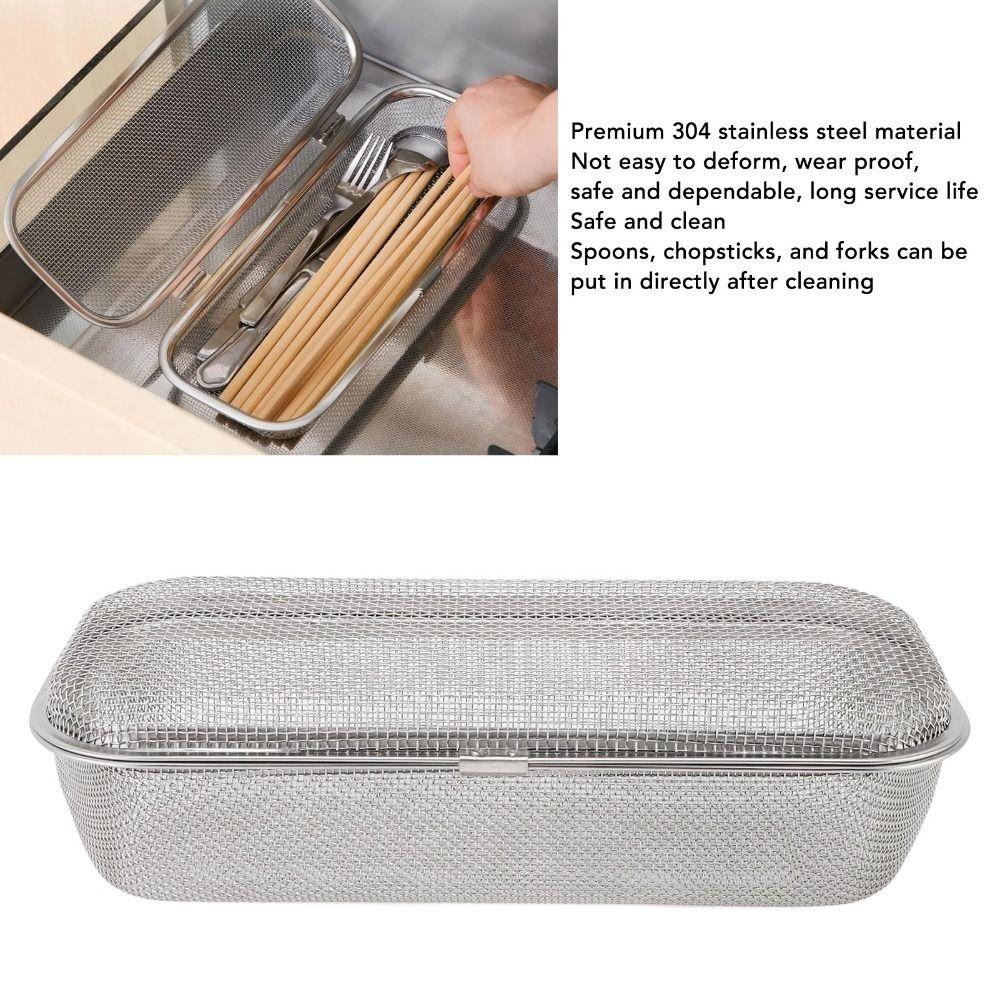 Fine Mesh Dishwasher Basket 304 Stainless Steel Cutlery Holder Chopstick Basket  Family Kitchen