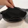Sleek Black Faux Leather Waist Bag with Patterned Strap, Adjustable, Lightweight for Daily Commute, Casual, Stylish, Functial Bag