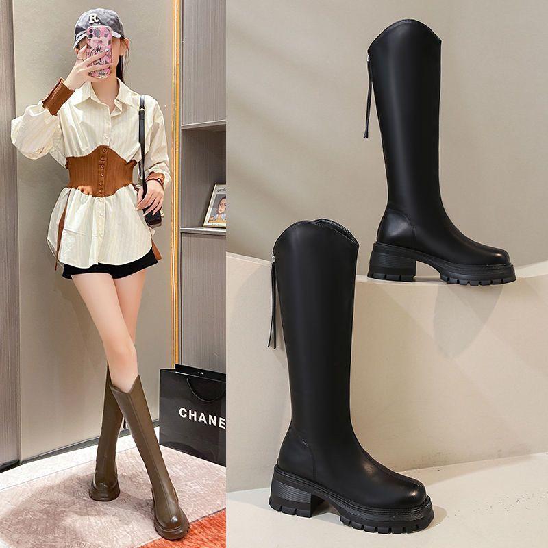 Small thick-soled boots for women's 2025 autumn new models, but knee-high knight boots, boots for women's autumn and winter boots