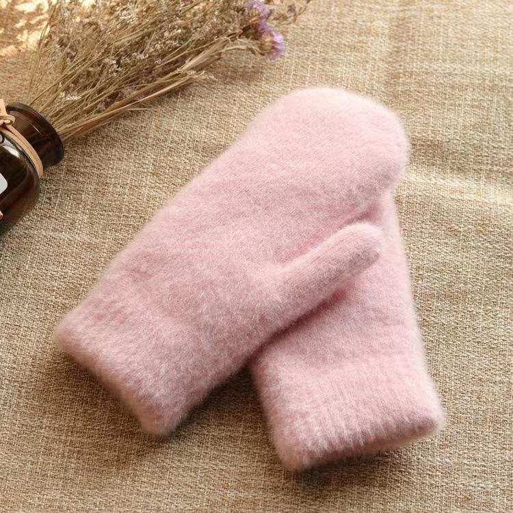 Femme Hiver Garder au Chaud Plus Cachemire Épaissir Polaire Vison Solide Mignon Adorable Extérieur Coupe-vent Cyclisme Mitaines Gants Doigts Entiers