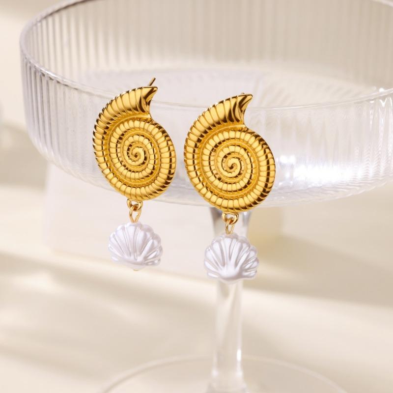 Fashion Niche Starfish Shell Design Exquisite Pearl Stainless Steel Earrings Light Luxury Versatile Seaside Jewelry New Products