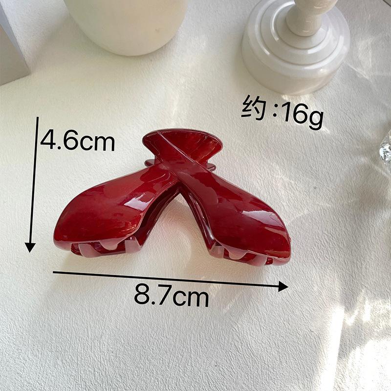 Korean Version New Three-Dimensional Glossy Elegant Hair Claw Clip High-End Feel Back of Head Shark Clip Hair Accessory