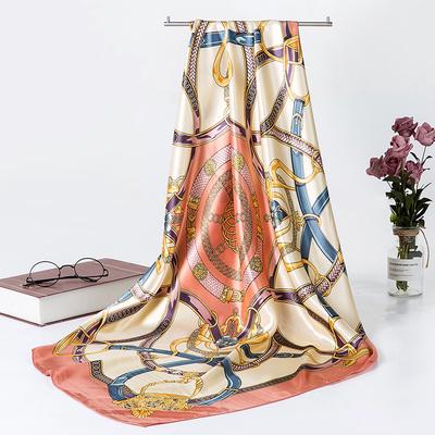 Frühling/Sommer Neuer Seidenschal für Damen, 90 x 90 cm, quadratischer Schal aus künstlichem Seidentwill, modisch bedruckt, großer quadratischer Schal, professioneller Schal