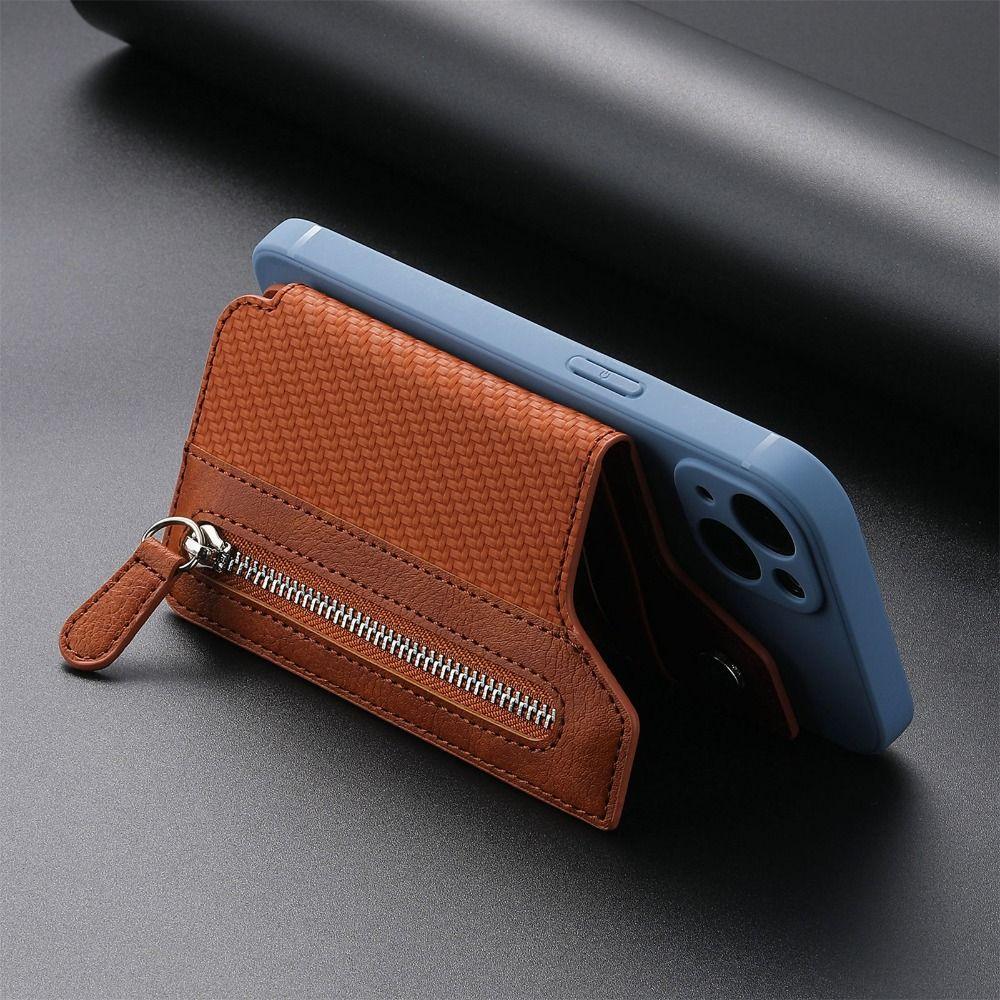 Bag PU Leathe Multi-card Support Phone Card Holder Wallet Case Phone Wallet Stick Cell Phone Pouch