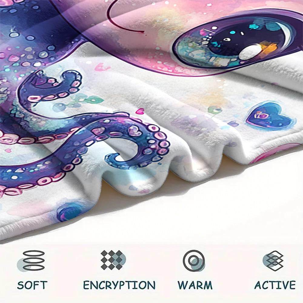 Octopus Print Flannel Blanket, High quality Comfortable for All Seasons, Home Decor, Warmth and Comfort, Perfect for Christmas Gifts