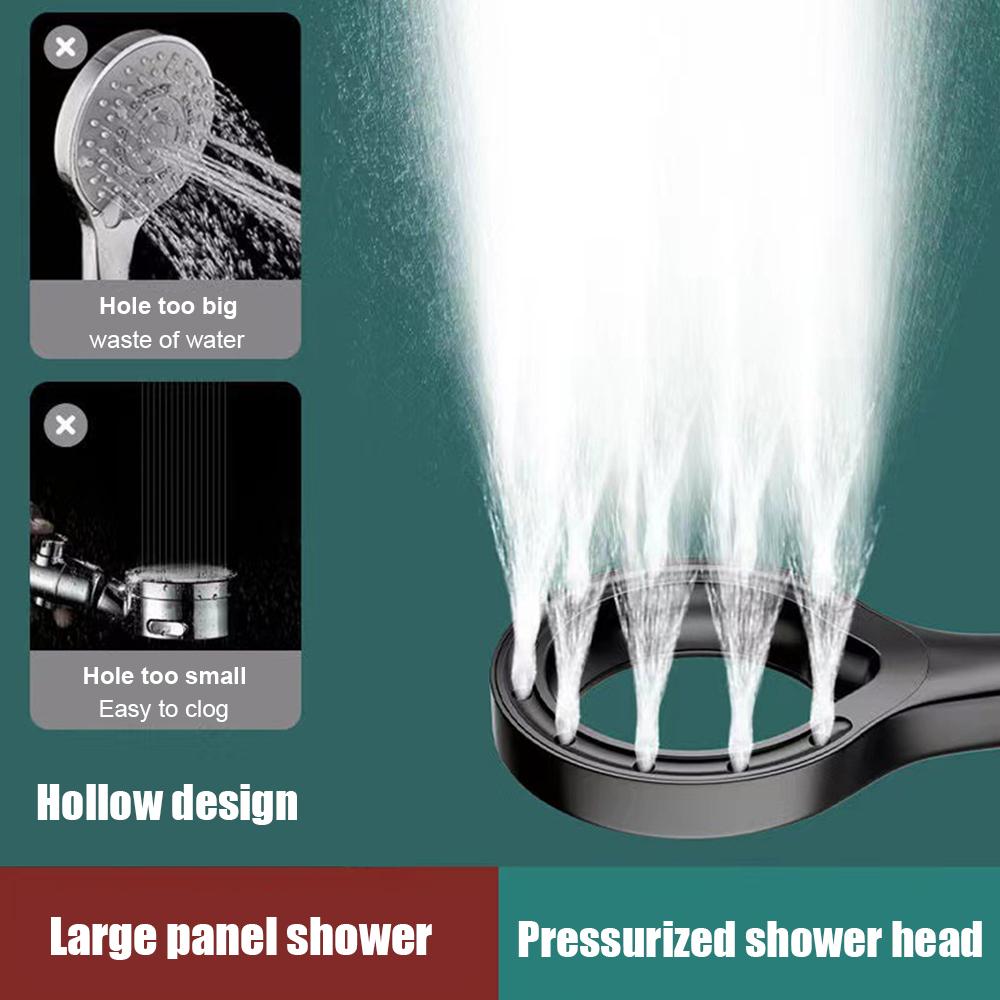 1-3Pcs Ring-shaped ABS Large Panel Spray Water-saving Shower Head Anti-blocking Handheld Bath Showerhead Rainfall Shower Set
