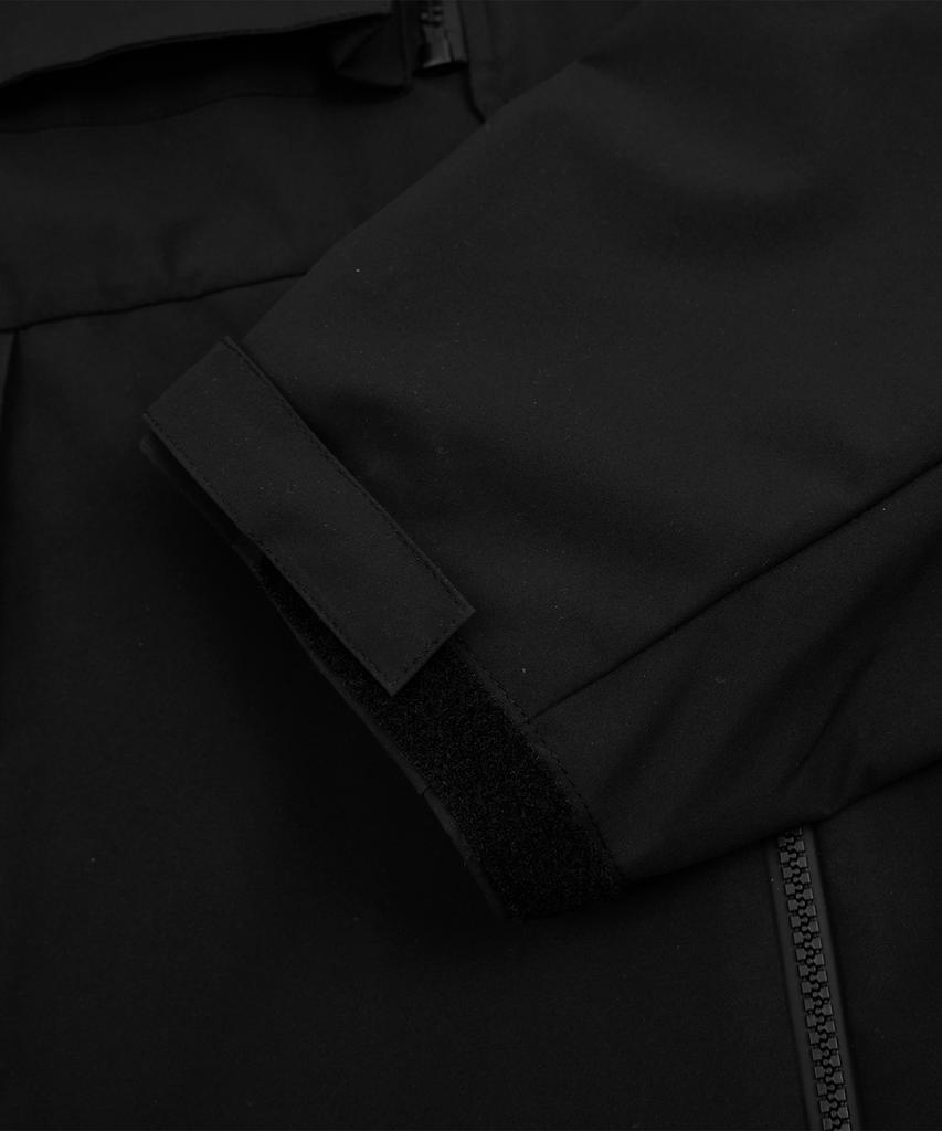 Kalapatthar 3Layer Offset Zip Pocket Hooded Jacket - Black