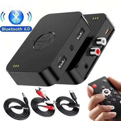 Bluetooth 6.0 Audio Receiver 3.5mm AUX/RCA Stereo Lossless Music Wireless Adapter Support U-Disk Play For Car Kit Speaker Amplifier