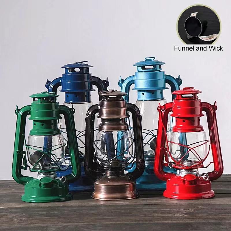 

19cm Portable Handheld Oil Lamp Retro Vintage Kerosene Lamp Outdoor Camping Lamp High Quality Iron Antique Bronze Oil