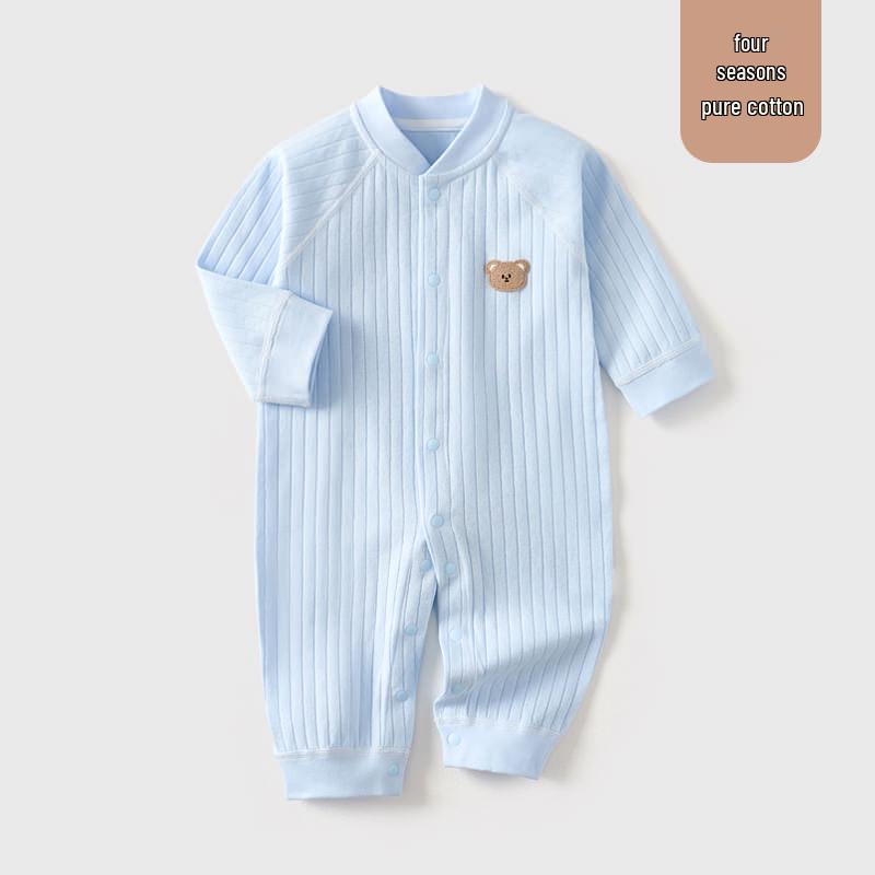 Pure Cotton Baby Romper: Open Front, Class A, for 0-12 Months, Spring/Autumn, Newborn Outerwear, Crawling Suit, Single-Layer Base.